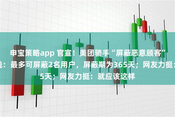申宝策略app 官宣！美团骑手“屏蔽恶意顾客”功能全国上线：最多可屏蔽2名用户，屏蔽期为365天；网友力挺：就应该这样